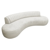 Divã Recamier Celeste Curvo Sala Estar Luxo 200cm Bouclé Branco