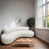 Divã Recamier Celeste Curvo Sala Estar Luxo 200cm Bouclé Branco