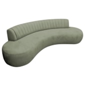 Divã Recamier Celeste Curvo Sala Estar Luxo 200cm Bouclé Verde Oliva