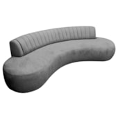 Divã Recamier Celeste Curvo Sala Estar Luxo 200cm Linho Cinza Claro