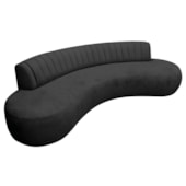 Divã Recamier Celeste Curvo Sala Estar Luxo 200cm Linho Cinza Escuro