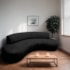 Divã Recamier Celeste Curvo Sala Estar Luxo 200cm Linho Preto