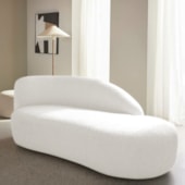 Divã Recamier Curvo Luna 140cm Lado Direito Bouclé Branco - Amarena Móveis