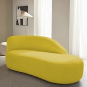 Divã Recamier Curvo Luna 140cm Lado Direito Suede Amarelo