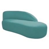 Divã Recamier Curvo Luna 140cm Lado Direito Suede Azul Turquesa