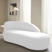 Divã Recamier Curvo Luna 140cm Lado Direito Suede Branco