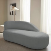 Divã Recamier Curvo Luna 140cm Lado Direito Suede Cinza