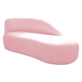 Divã Recamier Curvo Luna 140cm Lado Direito Suede Rosa Bebe
