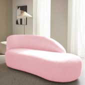 Divã Recamier Curvo Luna 140cm Lado Direito Suede Rosa Bebe