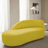 Divã Recamier Curvo Luna 140cm Lado Esquerdo Suede Amarelo