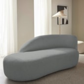 Divã Recamier Curvo Luna 140cm Lado Esquerdo Suede Cinza