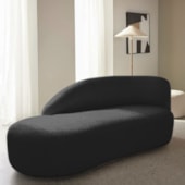 Divã Recamier Curvo Luna 140cm Lado Esquerdo Suede Preto
