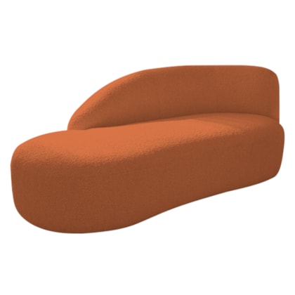 Divã Recamier Curvo Luna 140cm Lado Esquerdo Suede Terracota