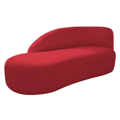 Divã Recamier Curvo Luna 140cm Lado Esquerdo Suede Vermelho