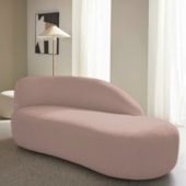 Divã Recamier Curvo Luna 160cm Lado Direito Linho Rose