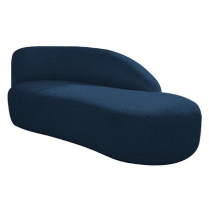 Divã Recamier Curvo Luna 160cm Lado Direito Suede Azul Marinho