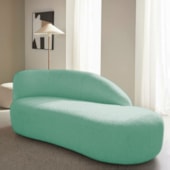 Divã Recamier Curvo Luna 160cm Lado Direito Suede Azul Tiffany