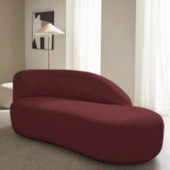 Divã Recamier Curvo Luna 160cm Lado Direito Suede Bordo
