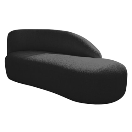 Divã Recamier Curvo Luna 160cm Lado Direito Suede Preto