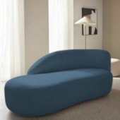 Divã Recamier Curvo Luna 160cm Lado Esquerdo Linho Azul Royal - Amarena Móveis