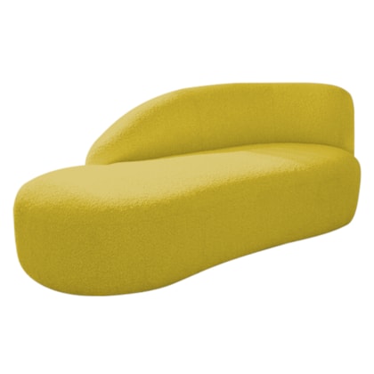 Divã Recamier Curvo Luna 160cm Lado Esquerdo Suede Amarelo