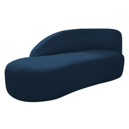 Divã Recamier Curvo Luna 160cm Lado Esquerdo Suede Azul Marinho