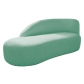 Divã Recamier Curvo Luna 160cm Lado Esquerdo Suede Azul Tiffany