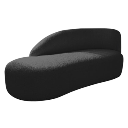 Divã Recamier Curvo Luna 160cm Lado Esquerdo Suede Preto