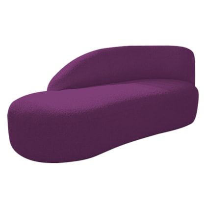 Divã Recamier Curvo Luna 160cm Lado Esquerdo Suede Roxo