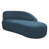 Divã Recamier Curvo Luna 185cm Lado Direito Linho Azul Royal - Amarena Móveis