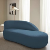Divã Recamier Curvo Luna 185cm Lado Direito Linho Azul Royal - Amarena Móveis
