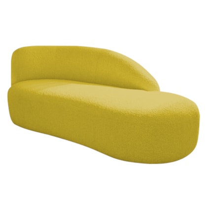 Divã Recamier Curvo Luna 185cm Lado Direito Suede Amarelo