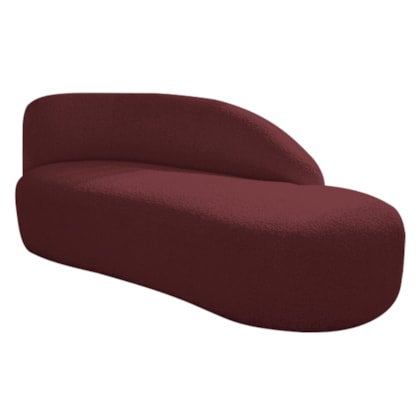 Divã Recamier Curvo Luna 185cm Lado Direito Suede Bordo