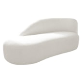 Divã Recamier Curvo Luna 185cm Lado Esquerdo Bouclé Branco - Amarena Móveis