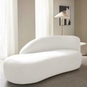 Divã Recamier Curvo Luna 185cm Lado Esquerdo Bouclé Branco - Amarena Móveis