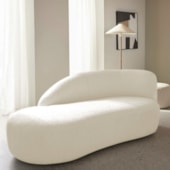 Divã Recamier Curvo Luna 185cm Lado Esquerdo Linho Bege - Amarena Móveis