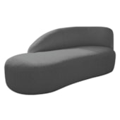 Divã Recamier Curvo Luna 185cm Lado Esquerdo Linho Cinza Escuro - Amarena Móveis