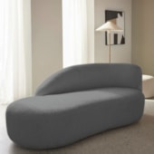 Divã Recamier Curvo Luna 185cm Lado Esquerdo Linho Cinza Escuro - Amarena Móveis