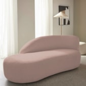 Divã Recamier Curvo Luna 185cm Lado Esquerdo Linho Rose - Amarena Móveis