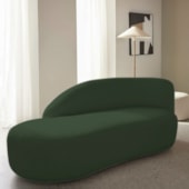 Divã Recamier Curvo Luna 185cm Lado Esquerdo Linho Verde - Amarena Móveis