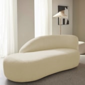 Divã Recamier Curvo Luna 185cm Lado Esquerdo Suede Bege