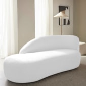 Divã Recamier Curvo Luna 185cm Lado Esquerdo Suede Branco