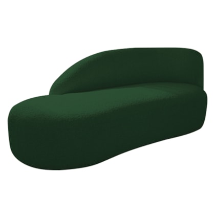 Divã Recamier Curvo Luna 185cm Lado Esquerdo Suede Verde