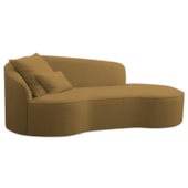 Divã Recamier Curvo Sala de Estar Recepção Inglaterra 150cm Lado Direito Bouclé Caramelo