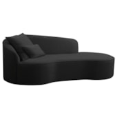 Divã Recamier Curvo Sala de Estar Recepção Inglaterra 150cm Lado Direito Bouclé Preto