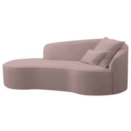 Divã Recamier Curvo Sala de Estar Recepção Inglaterra 150cm Lado Esquerdo Bouclé Rose