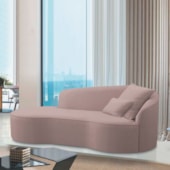 Divã Recamier Curvo Sala de Estar Recepção Inglaterra 150cm Lado Esquerdo Bouclé Rose