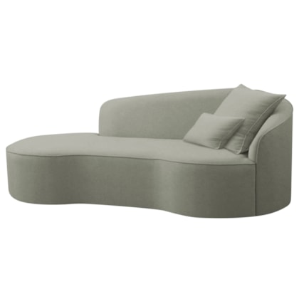 Divã Recamier Curvo Sala de Estar Recepção Inglaterra 150cm Lado Esquerdo Bouclé Verde Oliva