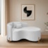 Divã Recamier Curvo Sala de Estar Recepção Inglaterra 150cm Pés Madeira Lado Direito Bouclé Branco