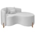 Divã Recamier Curvo Sala de Estar Recepção Inglaterra 150cm Pés Madeira Lado Direito Bouclé Branco